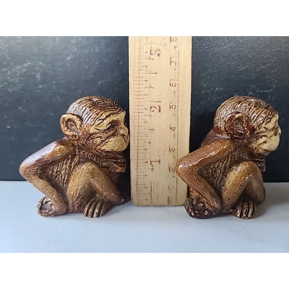 Vintage Monkey Salt And Pepper Shakers, READ